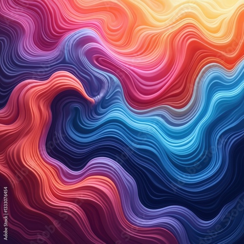Vibrant, flowing abstract waves in rich colors create an immersive visual experience, perfect for creative projects in design, art, and technology.