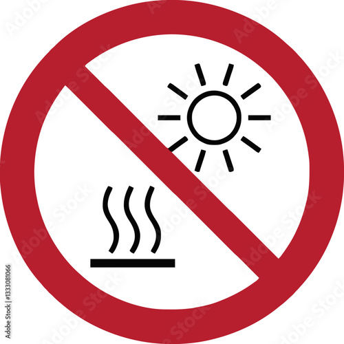 Avoid direct sunlight and heat sign illustration
