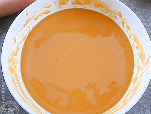 Creamy Caramel Sauce in Bowl.