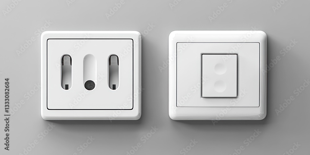 Modern Minimalist White Electrical Outlets and Light Switch Modern Minimalist White Electrical Outlets and Light Switch