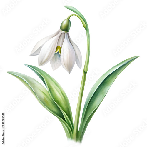snowdrops isolated on transparent background.