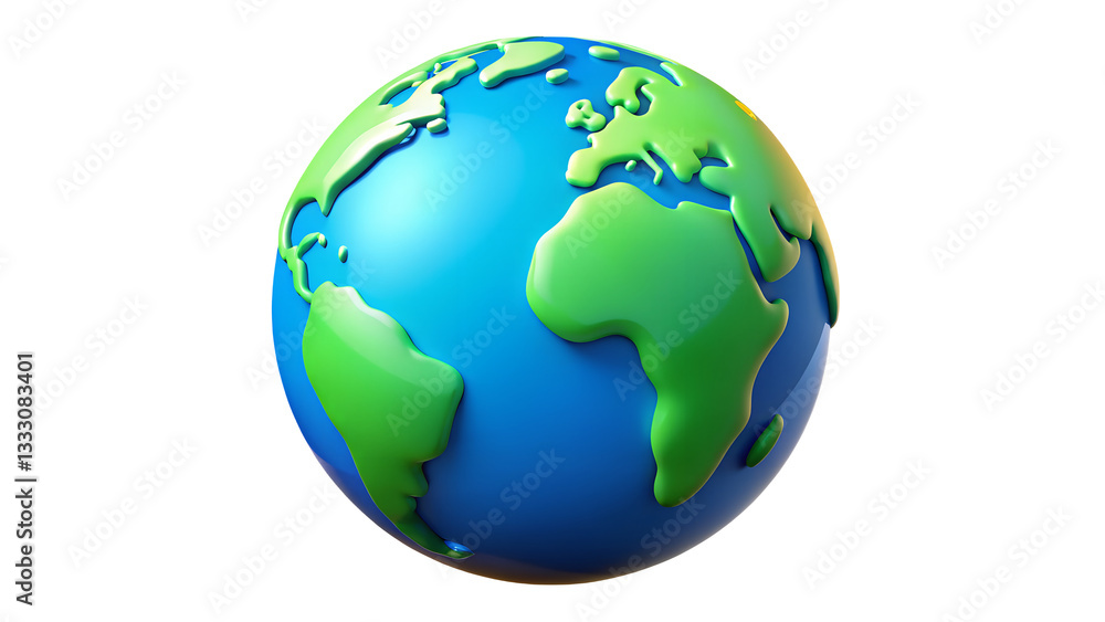 Cartoon Earth Globe 3D Model Green Blue Planet Map Icon Land World Shiny Render Design Nature Global Cartoon Earth Globe 3D Model Green Blue Planet Map Icon Land World Shiny Render Design Nature Global