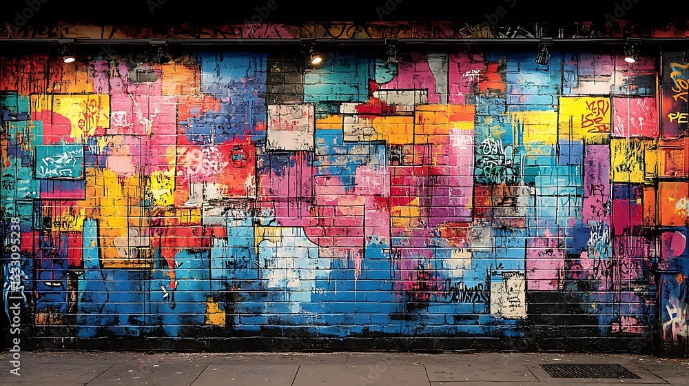Fototapeta premium Colorful spray-painted abstract wall high resolution Background