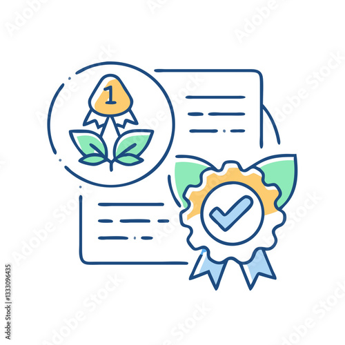 Eco certification icon, symbolizing sustainability standards and care for nature
