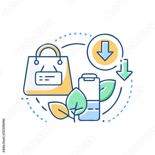 Eco-friendly shopping icon, symbolizing sustainable consumption and care for nature