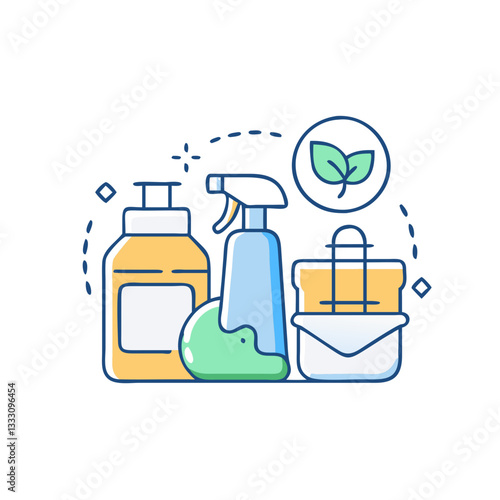 Eco-friendly cleaning products icon, symbolizing care for nature and safety
