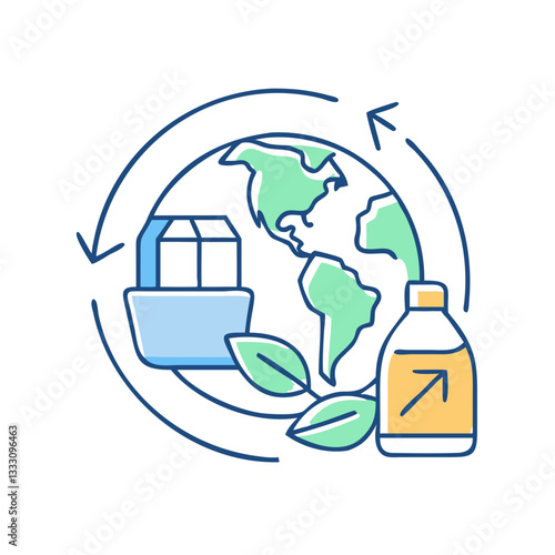 Eco-friendly packaging icon, symbolizing care for nature and sustainable consumption