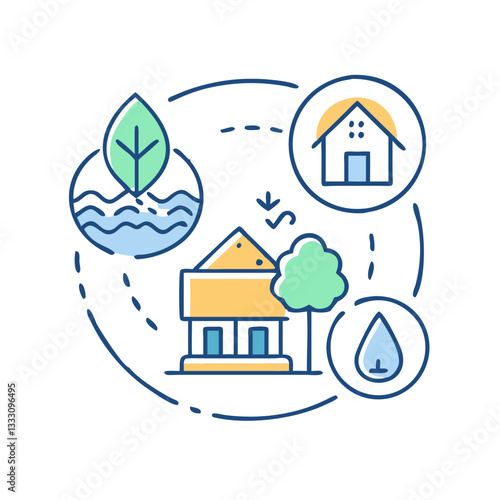 Eco tourism icon, symbolizing responsible travel and care for nature