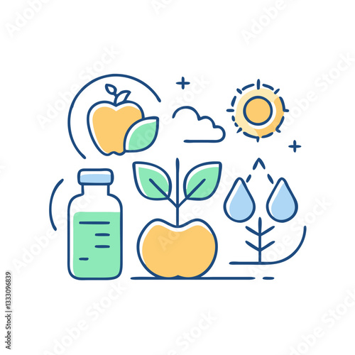 Organic garden icon, symbolizing eco-friendly farming and natural cultivation