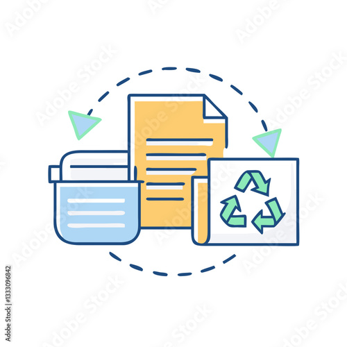 Paper recycling icon, symbolizing care for the environment and sustainable resource use