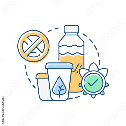 Plastic free icon, symbolizing an eco-friendly lifestyle and sustainable development