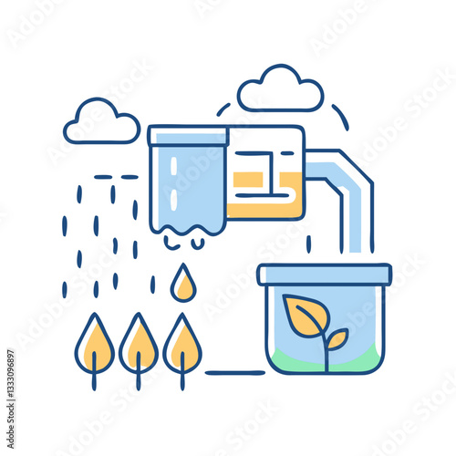 Rainwater harvesting icon, symbolizing sustainable water resource use and environmental