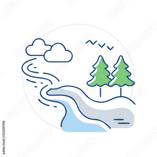 River icon, symbolizing natural beauty and the ecological importance of water resources
