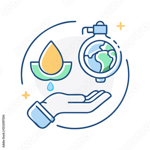 Save water icon, symbolizing resource conservation and ecology, save the planet