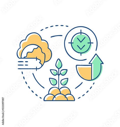 Sustainable agriculture icon, symbolizing eco-friendly farming and care for nature