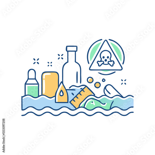 Water pollution icon, symbolizing environmental issues and protection