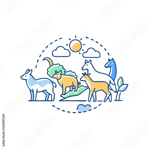 Wild animals icon, symbolizing biodiversity and ecology