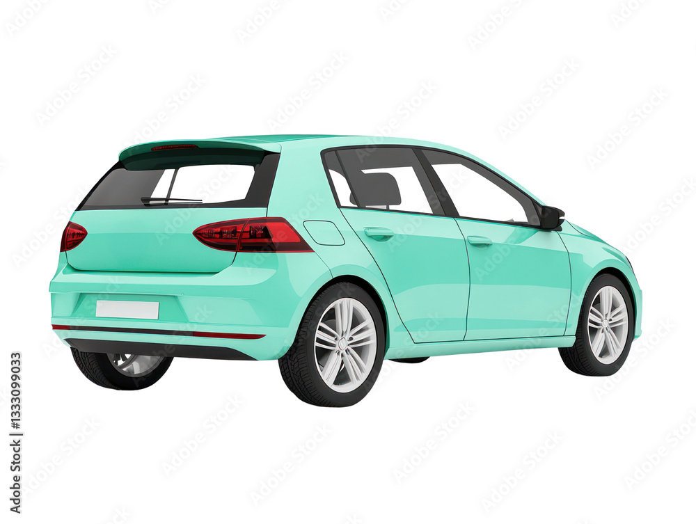 Dynamic mint green car showcase urban setting digital art modern environment rear view perspective Dynamic mint green car showcase urban setting digital art modern environment rear view perspective