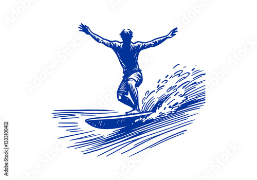 Surfer hand drawn sketch vector illustration