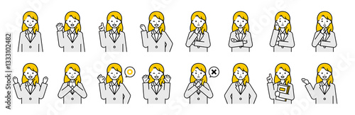 上半身のポーズセット_シンプルな「ビジネスウーマン」