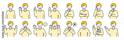 上半身のポーズセット_シンプルな大人の男性