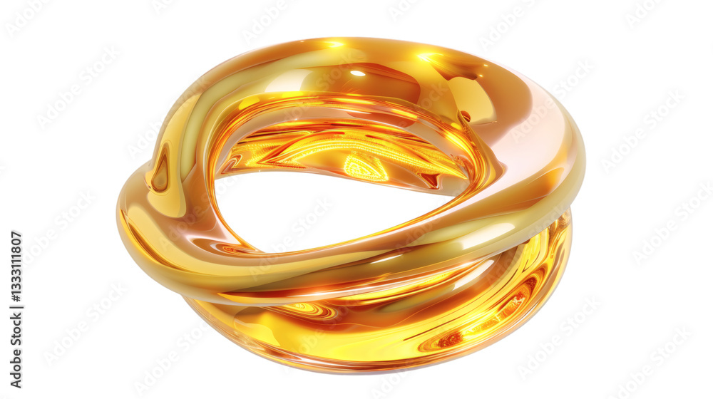 Gold ring fluid holographic Iridescent 3D render icon isolated on white background Gold ring fluid holographic Iridescent 3D render icon isolated on white background