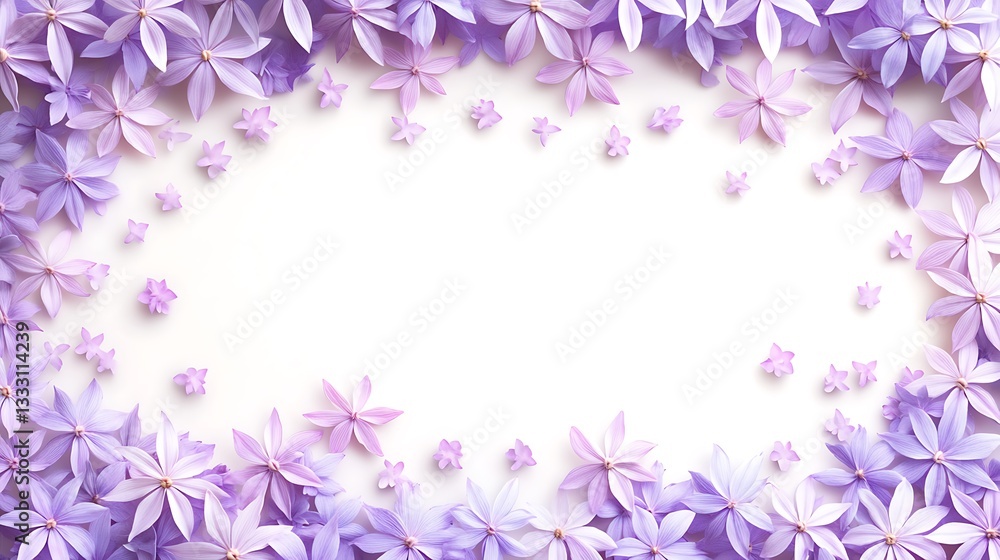 Purple Flower Frame for White Background. Purple Flower Frame for White Background.