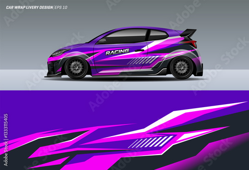 Sporty modern racing car decal livery design. Graphic abstract stripe racing background kit designs