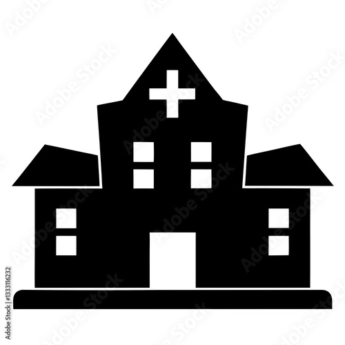 Hospital Cross Sign Silhouette Vector | Medical Clinic Icon | Healthcare Symbol Illustration