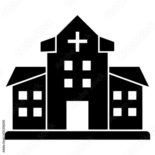 Hospital Cross Sign Silhouette Vector | Medical Clinic Icon | Healthcare Symbol Illustration