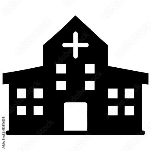 Hospital Cross Sign Silhouette Vector | Medical Clinic Icon | Healthcare Symbol Illustration