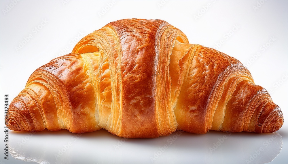 closeup of a fresh baked croissant on a white background closeup of a fresh baked croissant on a white background