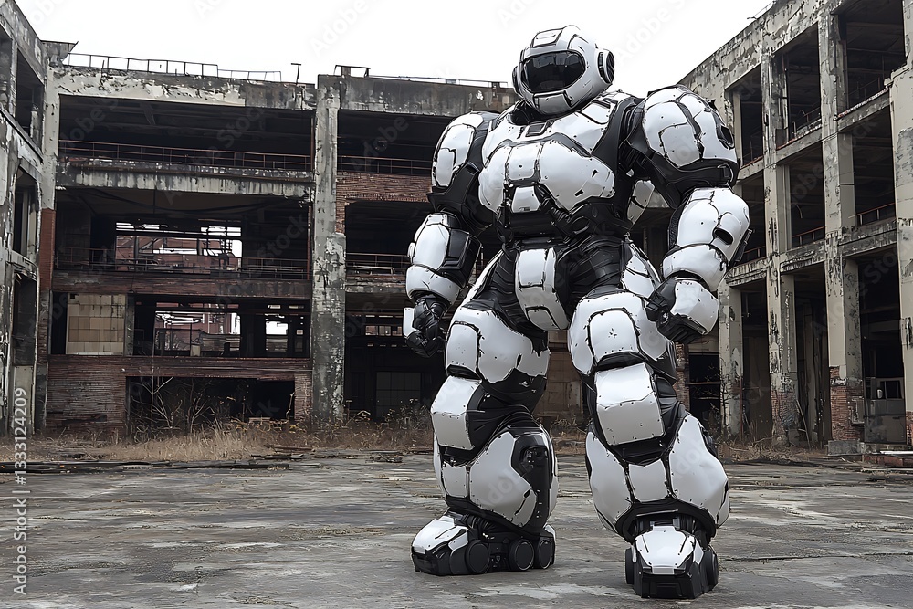 Naklejka premium Robot Guarding Ruins: Future Past.