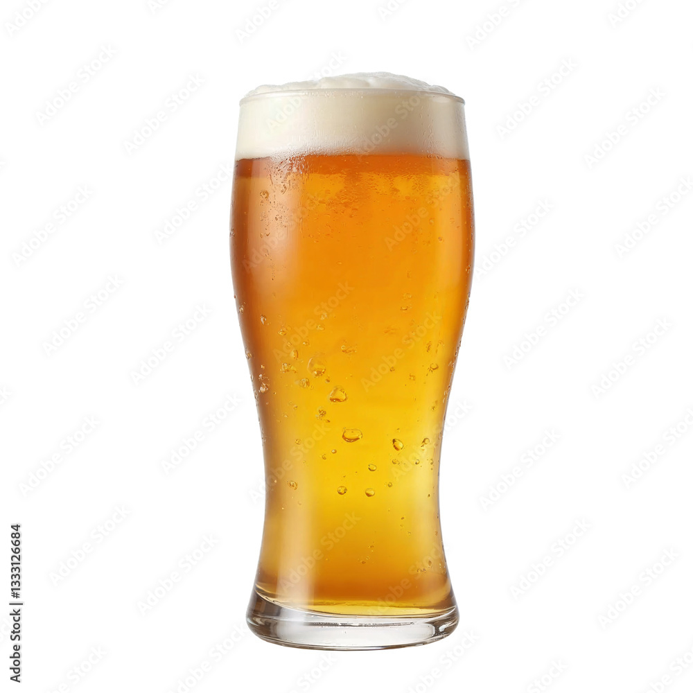 Refreshing golden lager in a tall glass with foamy head, isolated on white
Refreshing golden lager in a tall glass with foamy head, isolated on white