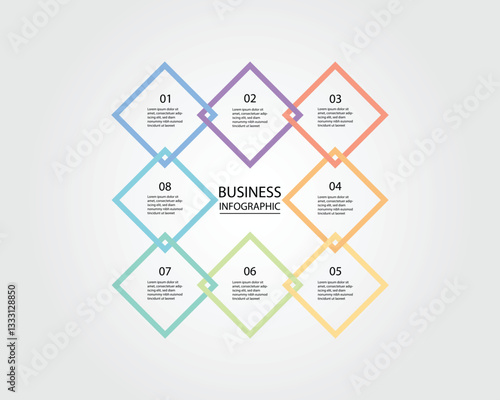 Business Infographic modern design template for banners and infographics for 8 diamond timeline step 