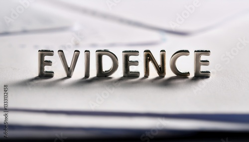 Evidence Stamped on White Paper with Empty Background photo