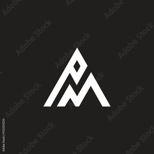 Vector letter PM, MP abstract logo monogram, triangle shape.