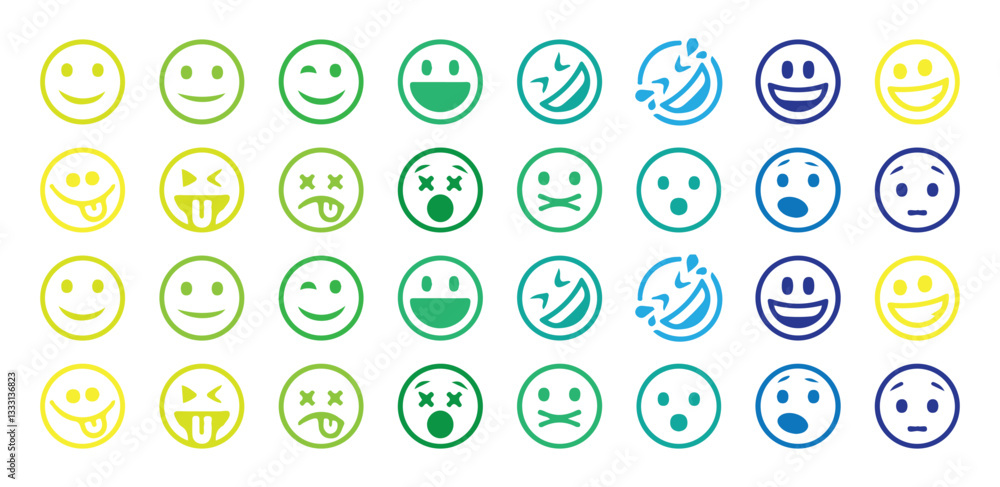 Abstract funny many different emoji emoticon icon set. Vector illustration EPS 10
Abstract funny many different emoji emoticon icon set. Vector illustration EPS 10