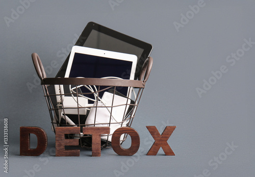 Word DETOX made of wooden l...