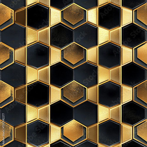 Seamless geometric pattern with gold and black
