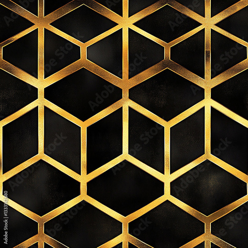 Seamless geometric pattern with gold and black