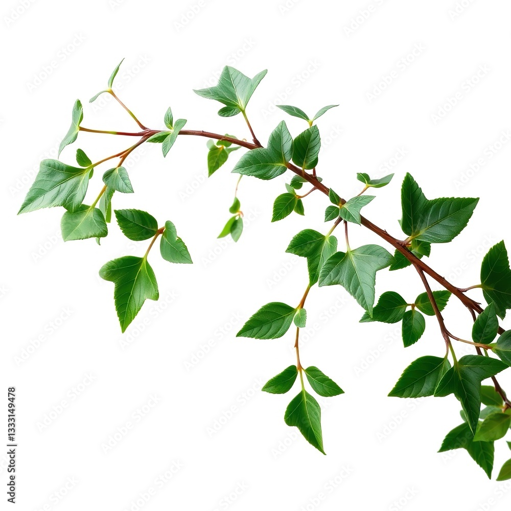 Obraz premium Close-up Ivy Branch on White Background, Hedera Helix