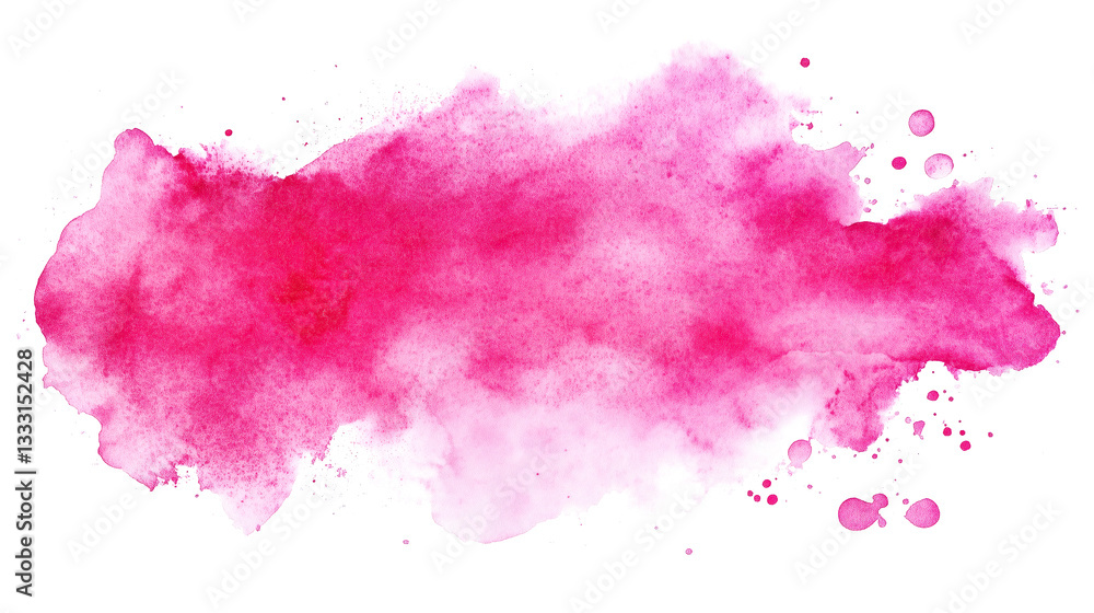 Obraz premium one single pink watercolor aquarelle abstract splash stain isolated on white or transparent background 