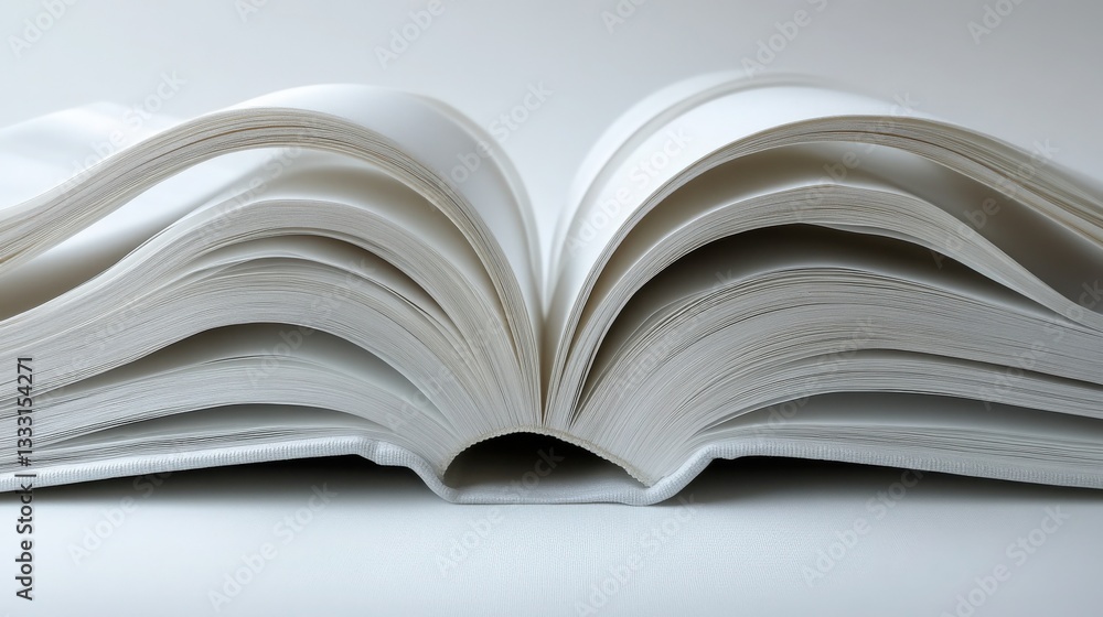 Fototapeta premium Open Blank Book with Pages Spread on a Simple White Surface