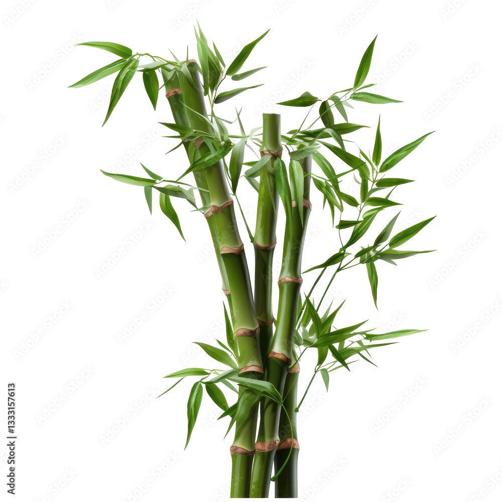 Obraz premium Bamboo Tree Isolated Cut-Out PNG: A Symbol of Strength and Natural Beauty