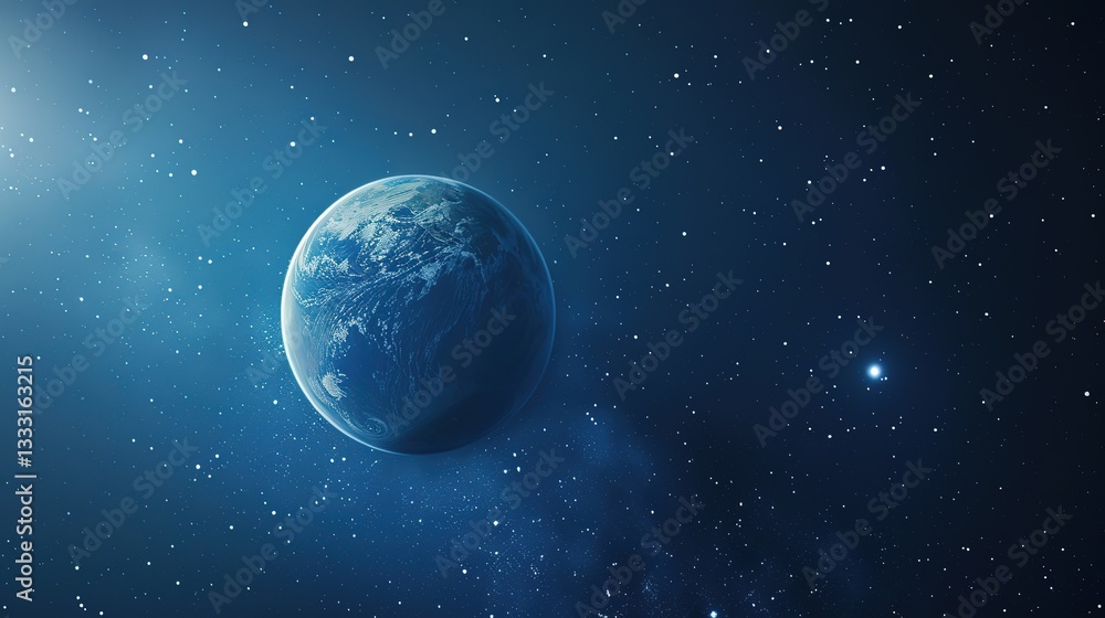 Obraz premium Blue_technology_Earth_planet_starry_sky_gradient