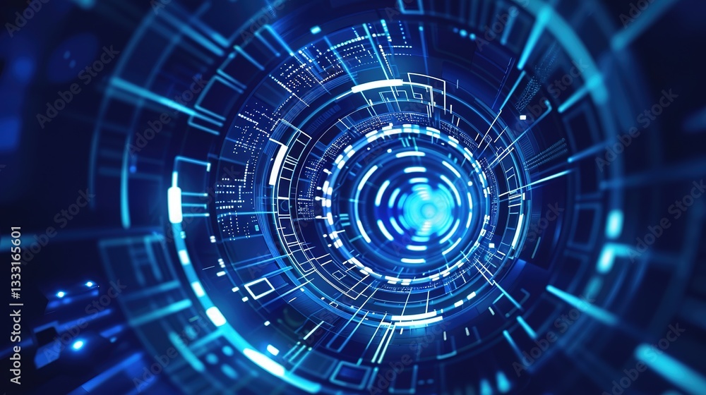 Fototapeta premium Blue_technology_sense_circular_ring_circular_disk_