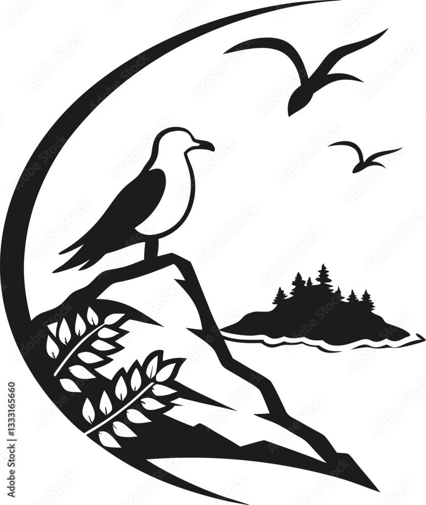 Fototapeta premium Island logo design very simple illustration