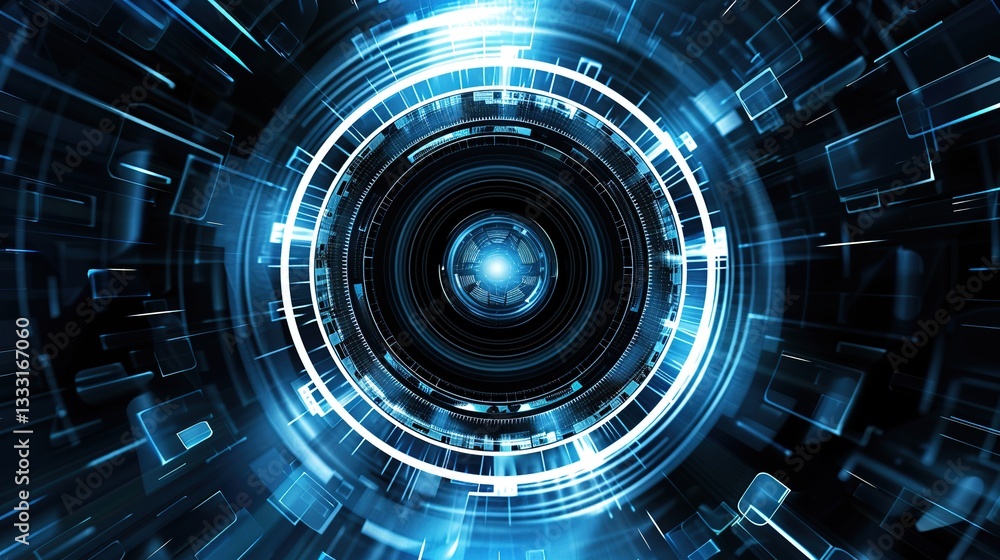 Obraz premium Blue_technology_sense_circular_ring_circular_disk_
