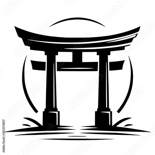 Japanese gate silhouette